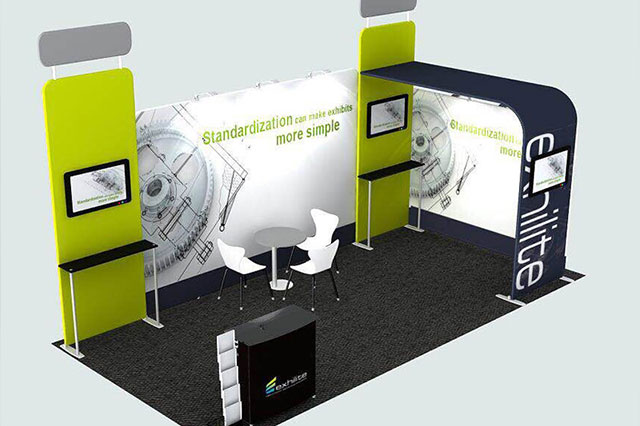 What are some creative ideas for an exhibition booth that will attract attendees?